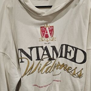 Zara Cream and Gold Graphic Hoodie